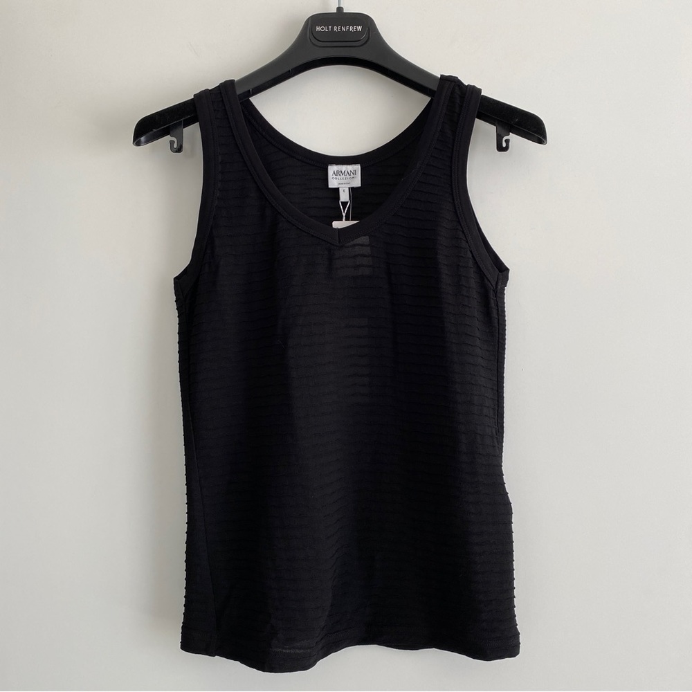 Armani Collezioni black shell Top, sz 6